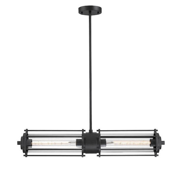 Westinghouse Pendant LED Dimmable 6.5W 2-Light Marlowe, Matte Black Clear Ribbed Glass 6118400 - main